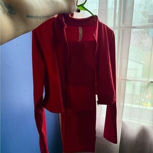 Red Long Sleeve Cropped two piece set